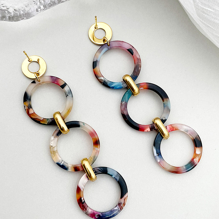 1 Pair Vintage Style Classic Style Round Plating Stainless Steel  Gold Plated Drop Earrings