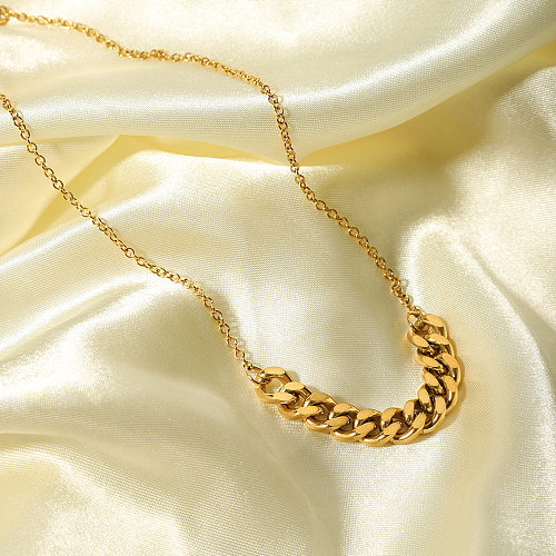IG Style Einfache Halskette aus einfarbigem Edelstahl mit 18-Karat-Vergoldung in großen Mengen