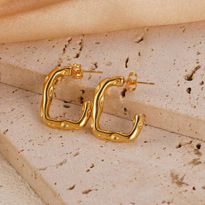 1 par de pendientes chapados en oro de acero inoxidable chapado en Color sólido estilo Simple de vacaciones