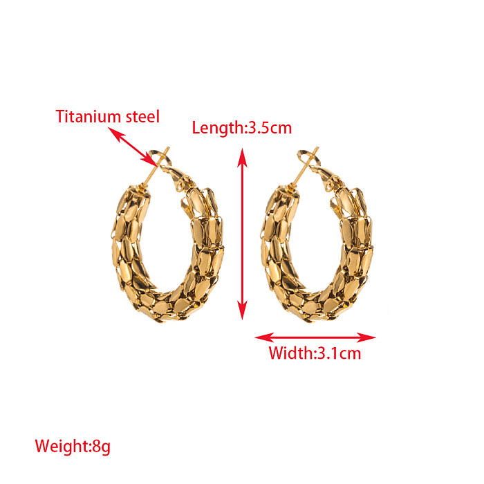 1 Pair Elegant Luxurious Round Leaves Eye Stainless Steel Gold Plated Earrings