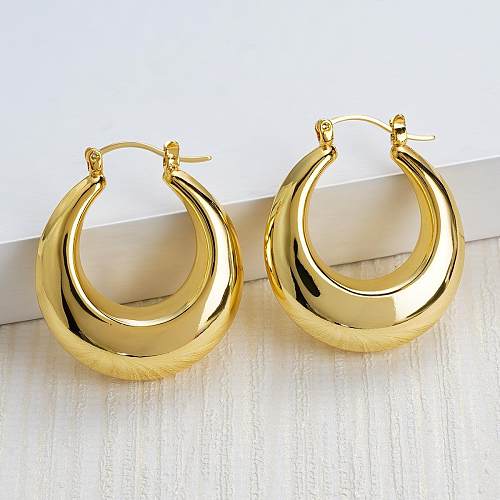 1 Paar schlichte Pendel-Ohrringe in U-Form mit einfarbiger Beschichtung aus 18 Karat vergoldetem Edelstahl