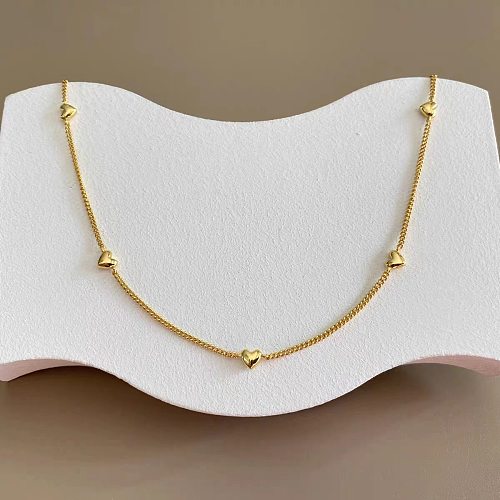 Niche Three-Dimensional Peach Heart Mark Multiple Love Necklace Gold-Plated Stainless Steel Fashion Necklace Clavicle Chain Factory Direct Sales