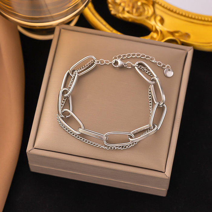 Bracelets plaqués or 18 carats en acier titanique de couleur unie de style classique