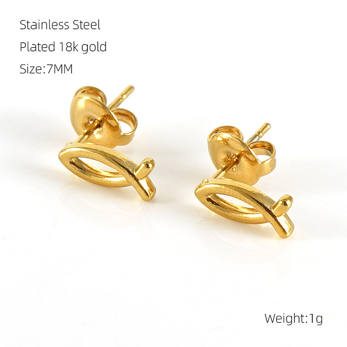 1 paire de clous d'oreilles géométriques de Style Simple, plaqués en acier inoxydable, plaqués or 18 carats