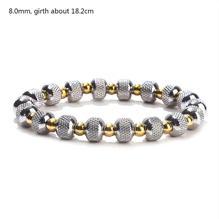 1 Piece Simple Style Circle Stainless Steel Beaded Plating Bracelets