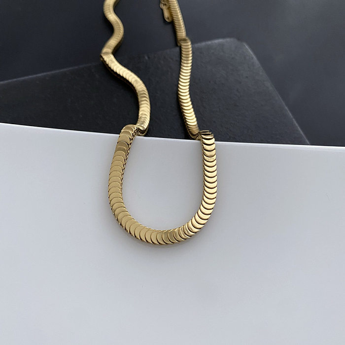 Schlichter Stil, einfarbige Edelstahl-Halskette, 1 Stück