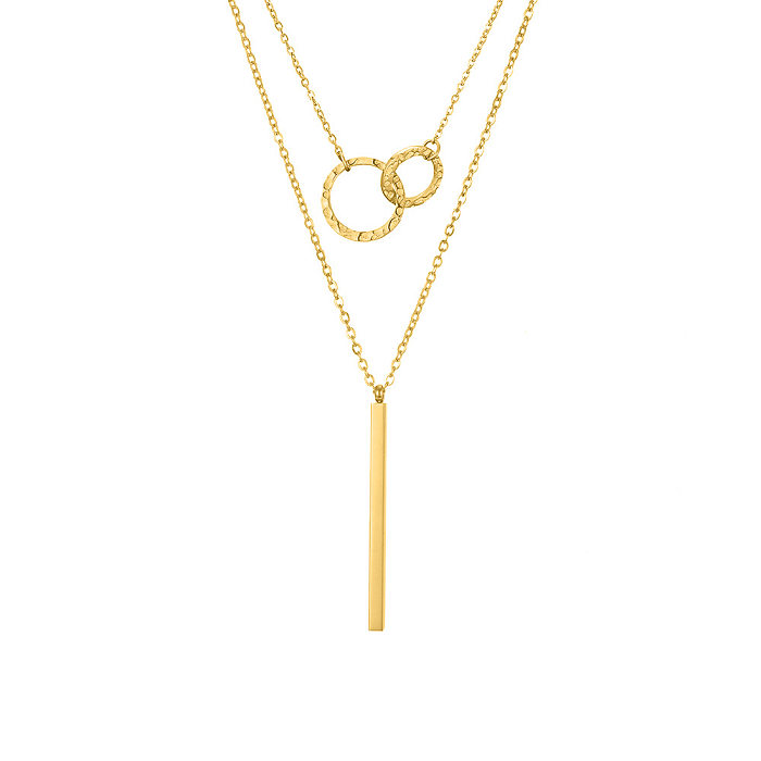 Collier chaîne ronde géométrique en acier inoxydable, ornements, deux pièces, chaîne de clavicule, vente en gros de bijoux