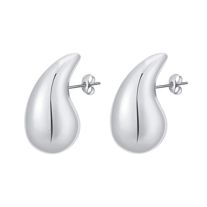 1 Pair Simple Style Water Droplets Plating Stainless Steel Ear Studs