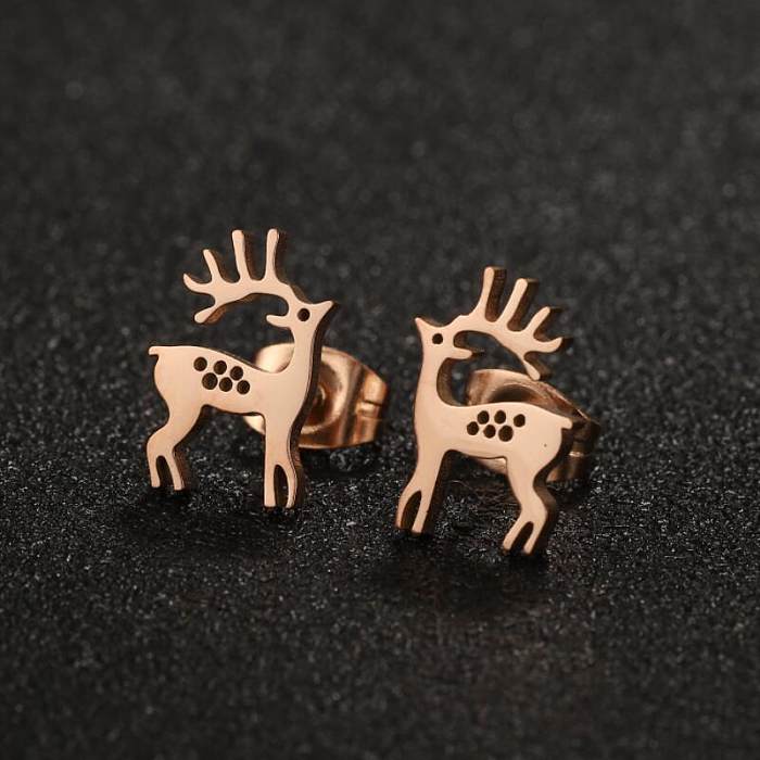 1 Pair Cute Simple Style Elk Plating Hollow Out Stainless Steel  Ear Studs