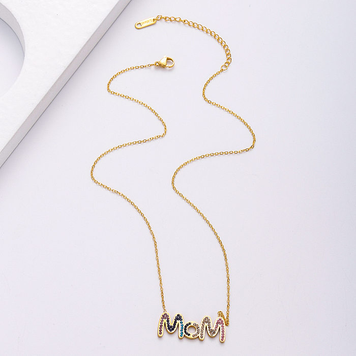 Simple Style Letter Stainless Steel  Stainless Steel Inlay Zircon Pendant Necklace