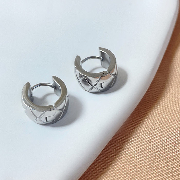 1 Pair IG Style Simple Style Lingge Plating Stainless Steel Earrings
