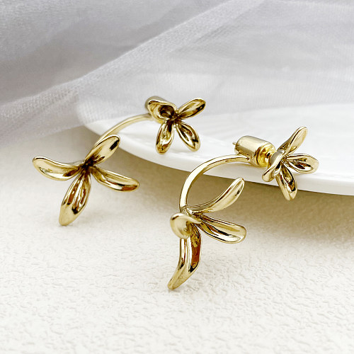 1 Paar süße künstlerische Blumen-Ohrstecker aus Edelstahl mit polierter Beschichtung und vergoldet