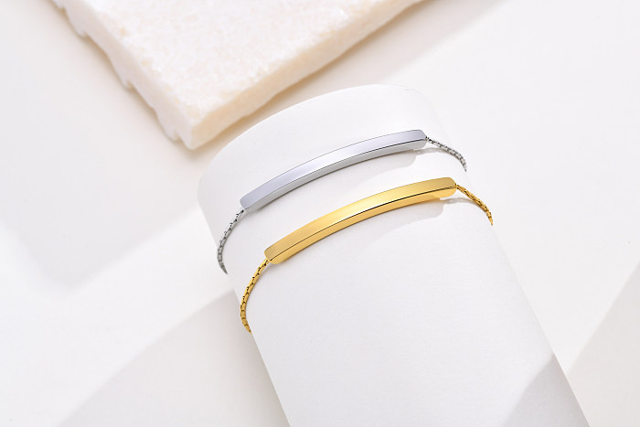 Casual estilo simples estilo clássico cor sólida chapeamento de aço inoxidável pulseiras banhadas a ouro 18K