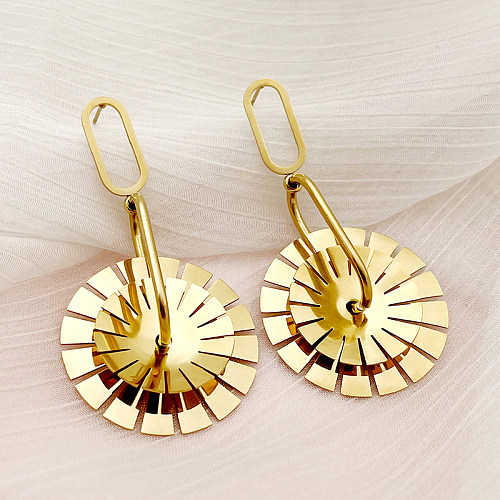 1 Pair Casual Gear Plating Stainless Steel  Gold Plated Earrings