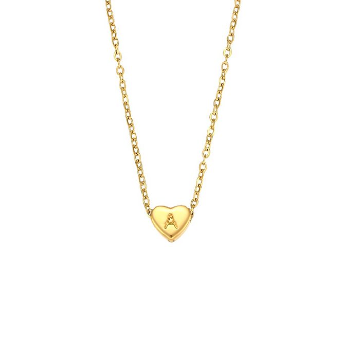 Simple Style Letter Heart Shape Stainless Steel Plating Necklace