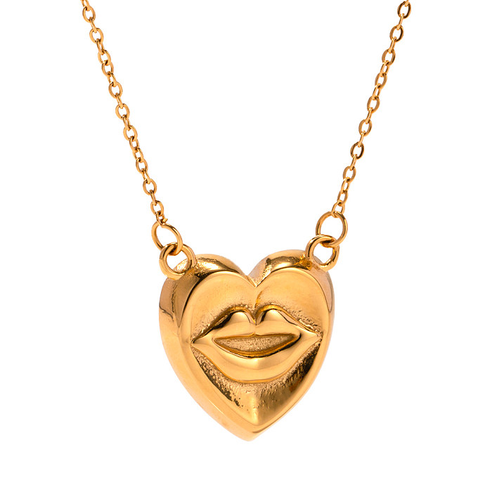 IG Style Lips Stainless Steel  Plating 18K Gold Plated Necklace