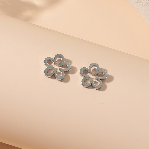 1 Pair Simple Style Flower Stainless Steel Polishing Plating 18K Gold Plated Ear Studs