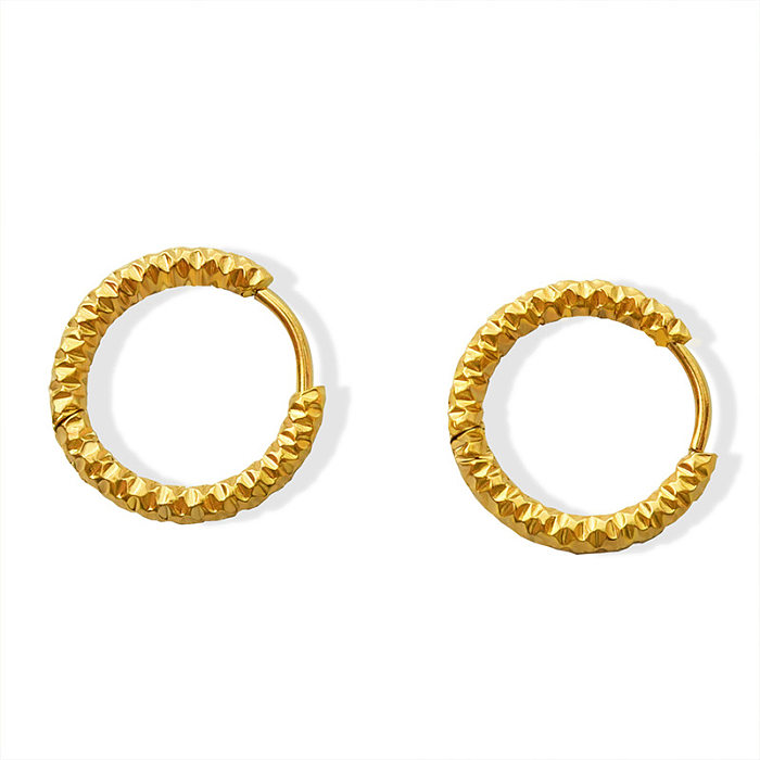 1 par de aretes de aro chapados en oro de 18 quilates de acero inoxidable circulares de estilo simple