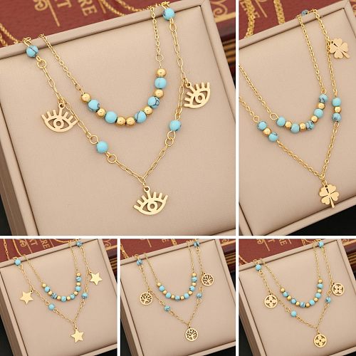 Wholesale Simple Style Star Flower Stainless Steel  Pendant Necklace