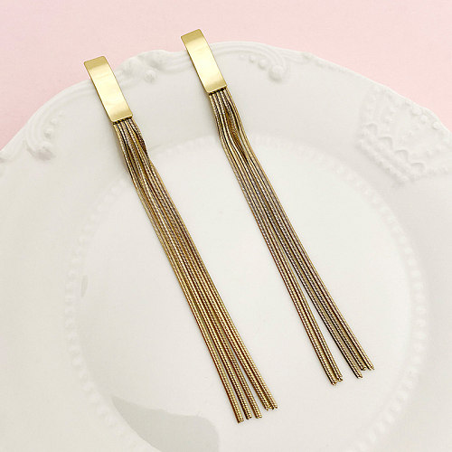 1 Pair Elegant Luxurious Rectangle Polishing Plating Stainless Steel  Gold Plated Drop Earrings