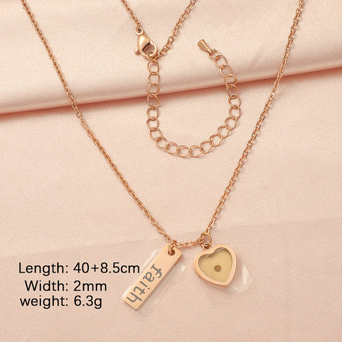 Collier avec pendentif en forme de cœur et de lettres douces, plaqué en acier inoxydable, plaqué or et argent