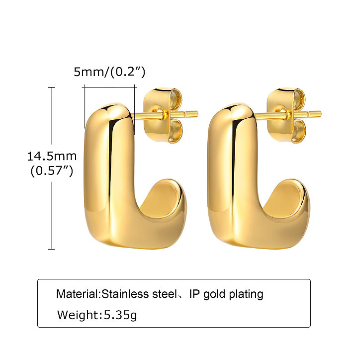 1 Pair Simple Style C Shape Plating Stainless Steel  Ear Studs