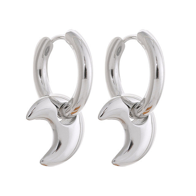 1 paire de boucles d'oreilles en acier inoxydable plaqué or 18 carats, Style IG, étoile, lune, cœur