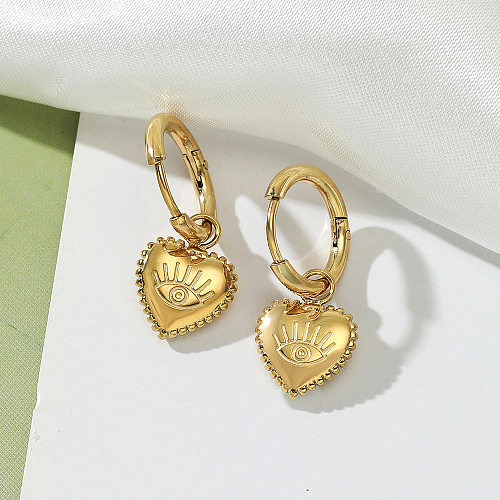 1 Pair Casual Retro Heart Shape Stainless Steel  Patchwork Drop Earrings