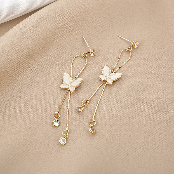1 Pair Elegant Basic Butterfly Stainless Steel  Drop Earrings