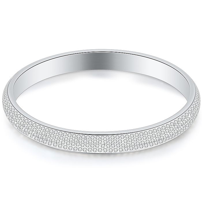 Wholesale Simple Style Solid Color Stainless Steel Inlay Zircon Bangle