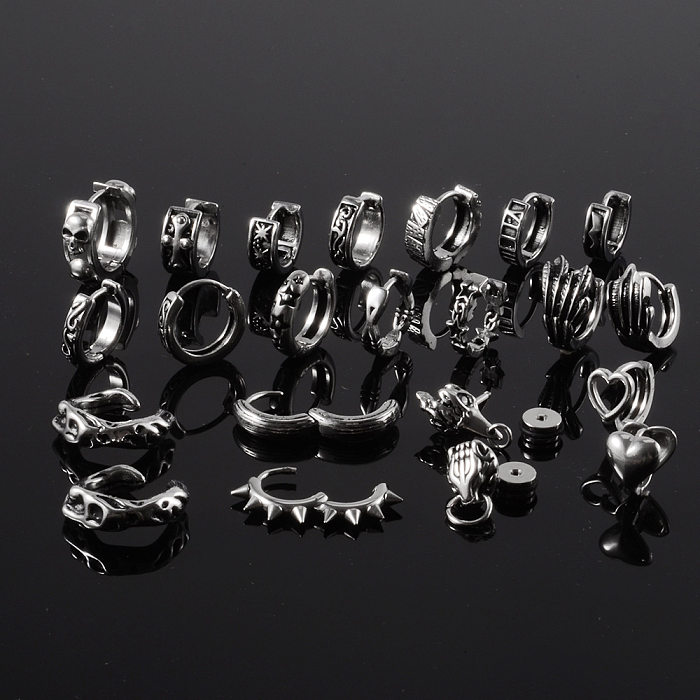 1 Stück Cool Style Runde Drachen-Edelstahl-Ohrringe mit Emaille-Beschichtung