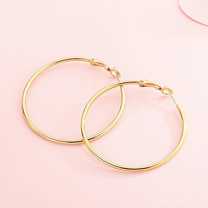 Stainless Steel  Round Wire Earrings New Creative Fashion Earrings Simple Small Jewelry