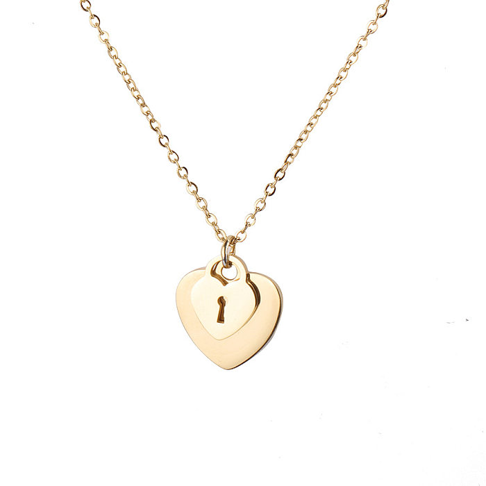 Basic Simple Style Heart Shape Stainless Steel Pendant Necklace In Bulk