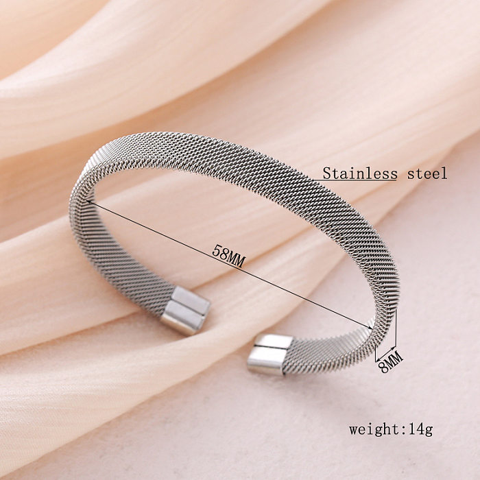 Bracelets de manchette plaqués en acier inoxydable, couleur unie, Style Simple, forme C