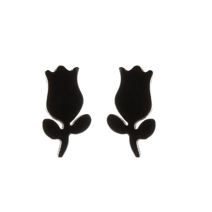 1 Pair Fashion Flower Stainless Steel Ear Studs