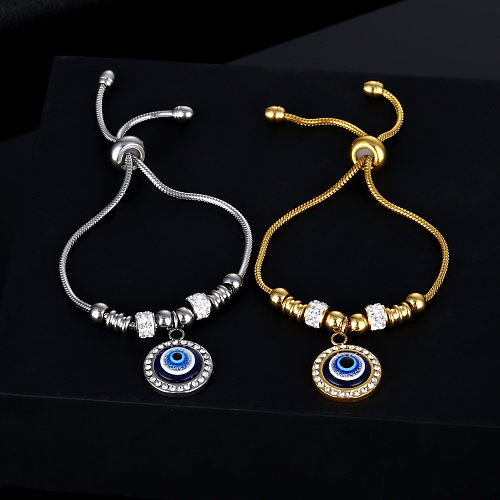 Fashion Devil'S Eye Titanium Steel Inlay Artificial Diamond Bracelets 1 Piece