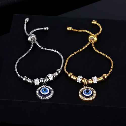 Moda Devil'S Eye Titanium Steel Inlay Pulseiras de diamante artificial 1 peça