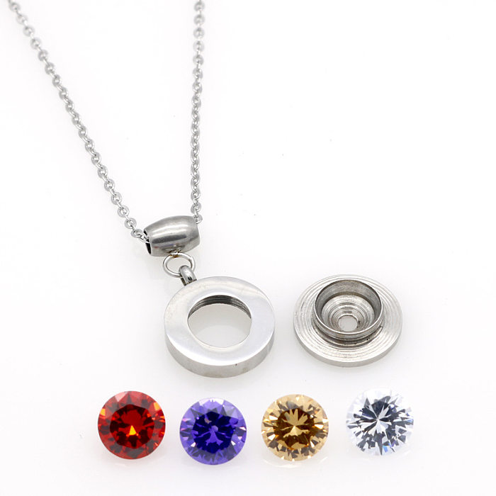 Wholesale Simple Style Round Stainless Steel Pendant Necklace