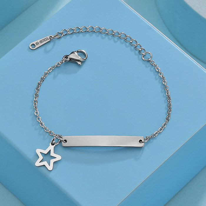 European And American Creative Children's Curved Brand Bracelet Engraving Stainless Steel Bracelet