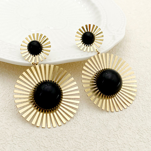1 Pair Casual Sun Plating Stainless Steel  Gold Plated Earrings