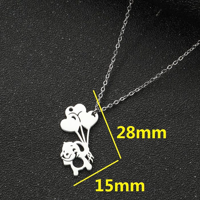 1 Piece Retro Cartoon Character Heart Shape Stainless Steel  Stainless Steel Plating Pendant Necklace
