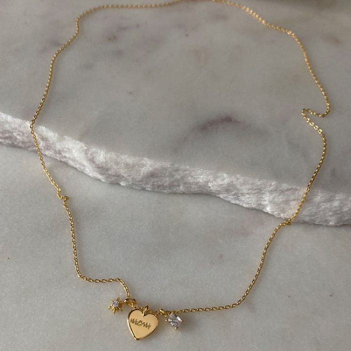 Streetwear Letter Star Heart Shape Stainless Steel Zircon Pendant Necklace In Bulk