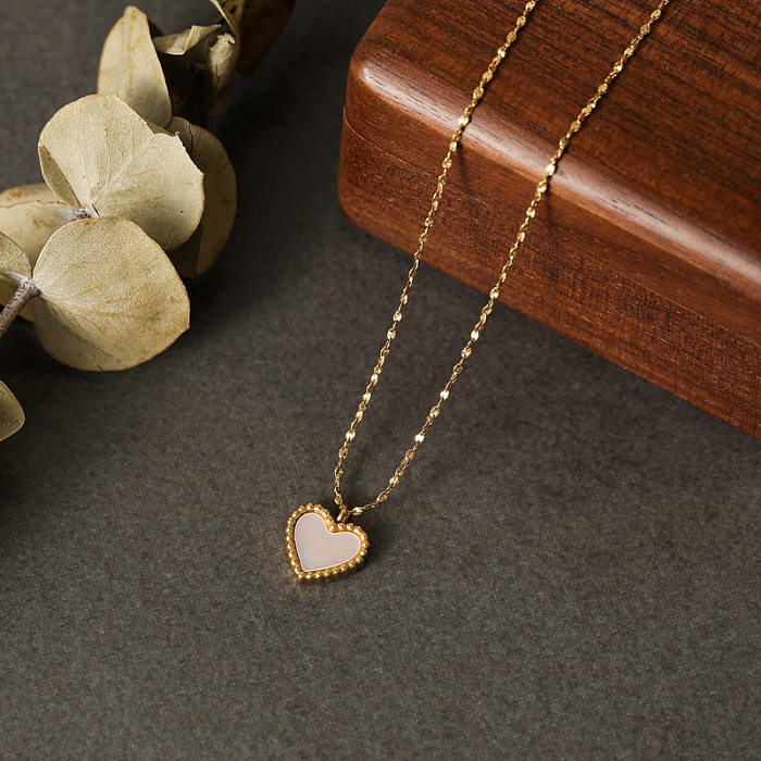 Fashion Heart Shape Shell Stainless Steel Plating Pendant Necklace 1 Piece
