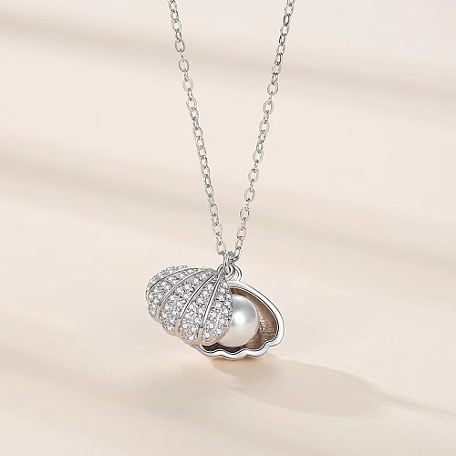 Fashion Shell Stainless Steel Plating Zircon Necklace 1 Piece