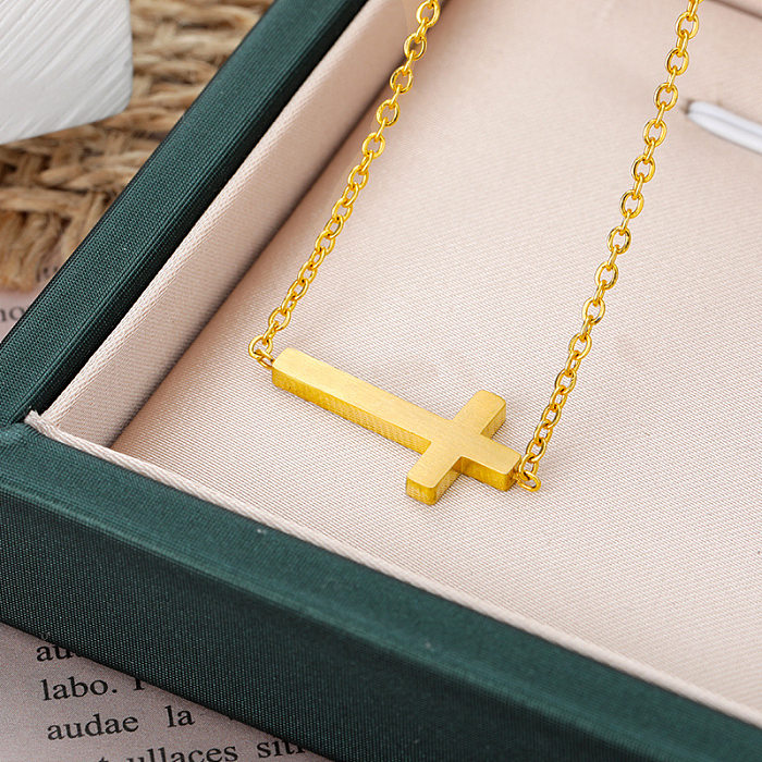 1 Piece Simple Style Cross Stainless Steel  Plating Necklace