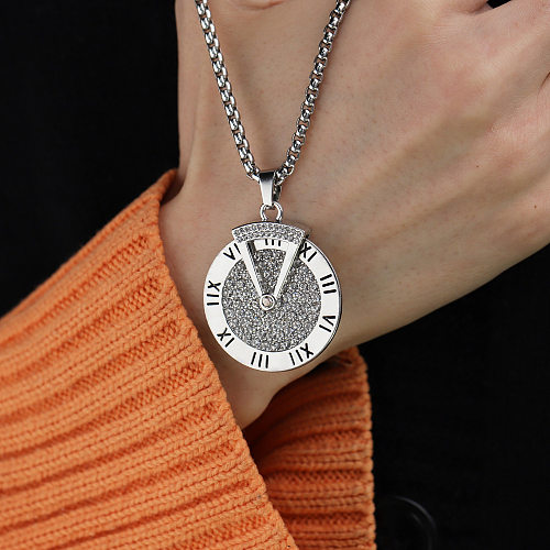 Fashion Dial Stainless Steel  Necklace Plating Rhinestones Stainless Steel  Necklaces