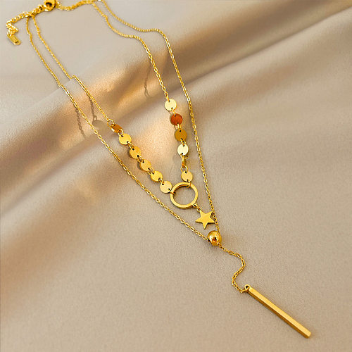 Modische Halskette mit rundem Stern aus Edelstahl