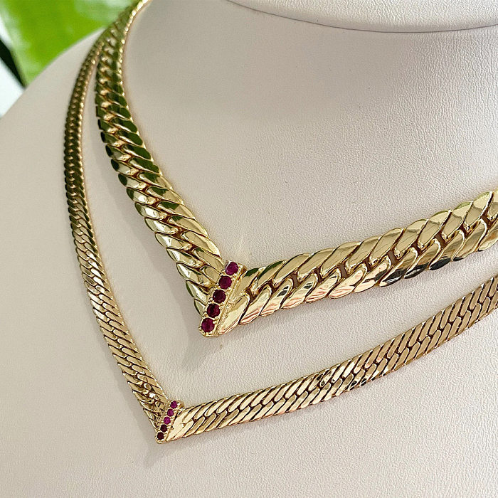 Einfache geometrische Edelstahl-Halskette mit Zirkon-Edelstahl-Halskette