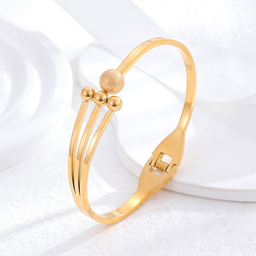 Simple Style Classic Style Ball Solid Color Titanium Steel Plating 24K Gold Plated Bangle