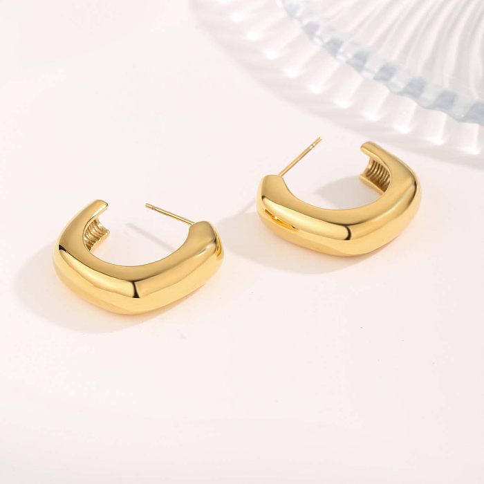 1 Paar Streetwear Unregelmäßige quadratische Wassertropfen-Beschichtung aus Edelstahl mit vergoldeten Ohrsteckern